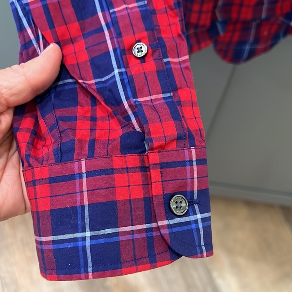 {Michael Kors}Mens Sz XL Classic Fit Blue/Wht/Red Plaid Long Sleeve Button Down - Picture 3 of 6